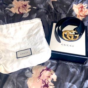 Authentic Gucci Black Wide Leather Belt